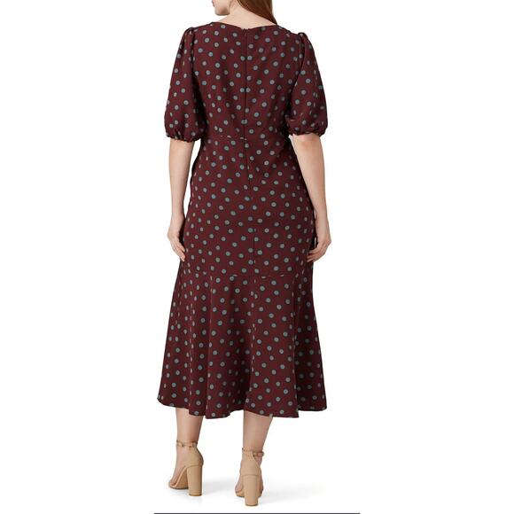 B Collection by Bobeau Dara puff sleeve polka dot maxi dress Size small Retro - Picture 2 of 10